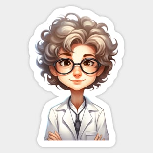 Cartoon Style Portrait - Woman Doctor/Scientist/Lab Worker Sticker